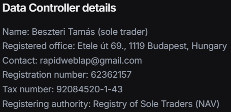 Data Controller details