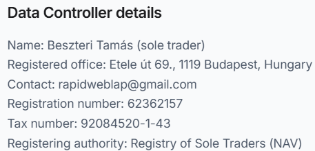Data Controller details