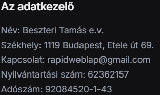 Az adatkezelő